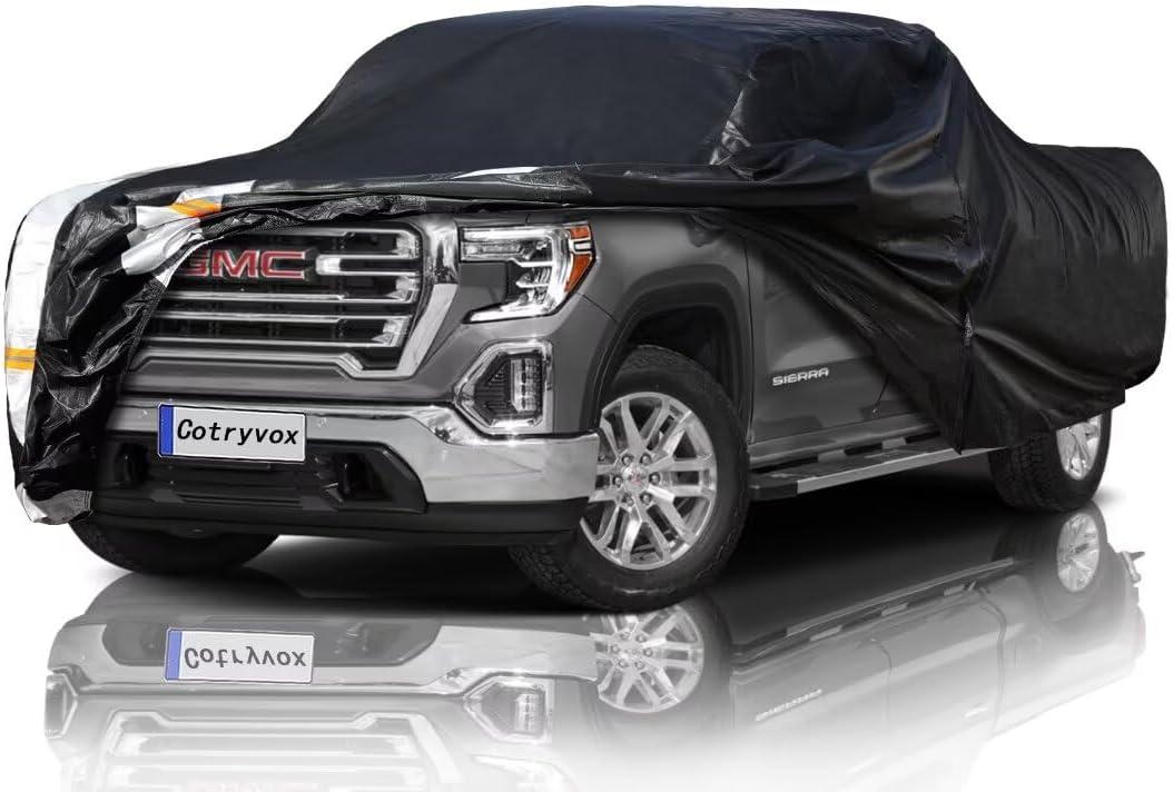 Heavy Duty Ram 1500/Ford F150/Silverado 1500 Truck Cover Waterproof All Weather, Outdoor Full Exterior Pickup Truck Cover, Rain, Sun, Wind Protection (Up to 242 in)