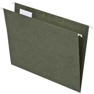 Island Brand Hanging File Folders, 25 Pack, Green, Letter Size (8.5" x 11"), 5 Tab Positions, Everyday Filing Essentials for Home, Office and School Organization