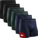 DANISH ENDURANCE Men's Cotton Boxer Briefs (6 or 10-Pack)  Soft, Stretchy, Breathable, With/Without Fly (Large, Multicolor (2 X Black, 2 X Green, 2 X Blue Melange))