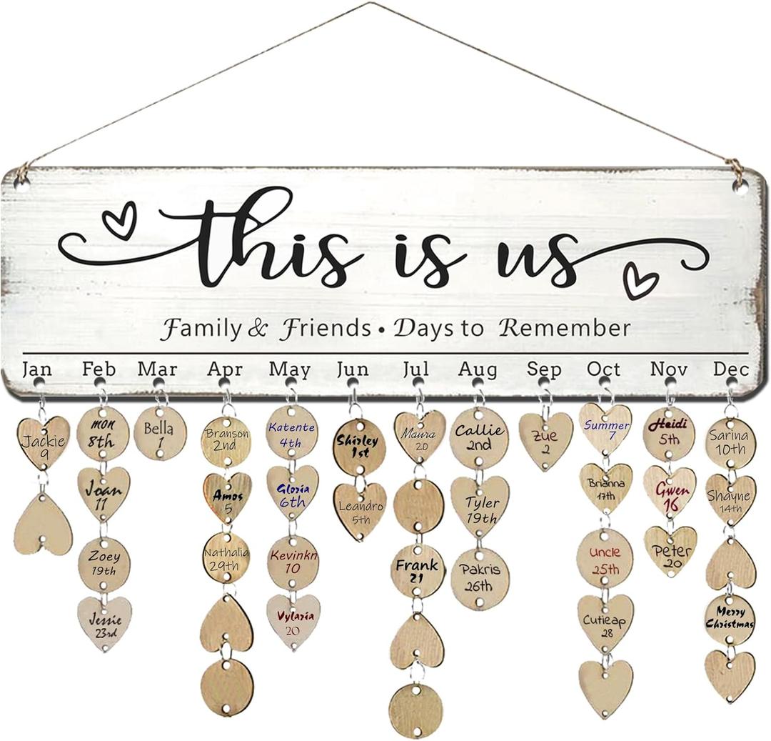 Grandma Mother Best Christmas Gifts from Son in Law, Family Birthday Tracker Calendar Board Wall Hanging to Reminder Important Day, Gifts for Mom Birthday Unique Ideas for Christmas Gift, Birthday