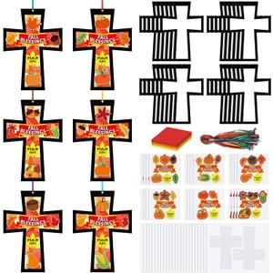 Chiisong 24 Sets Fall Blessings Crafts Kit DIY Tissue Paper Sign Crafts for Back to School Fall Harvest Thanksgiving Religious Christian Party Fun Home Actives