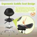 Saddle Stool Chair with Wheels,Ergonomic Swivel Rolling Height Adjustable for Salon Beauty Clinic Dentist Tattoo Home Office, With Backrest
