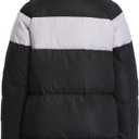 Women's Winter Thickened Down Jackets Long Down Coats Warm Parka with Hood (Colorblock-black&grey)