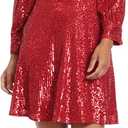 Maggy London Women's Holiday Sequin Dress Event Occasion Cocktail Party Guest of (10, Red)