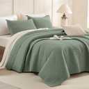 CozyTide Olive Green Oversized King Bedspread 120x120,Stone-Washed Cotton Lightweight Oversized King Quilt,3 Piece Extra Large Modern California King Coverlet Set Ultra Soft