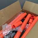 HiGiant 2 Pack 34 Inches Traffic Delineator Posts with Weighted Rubber Base, Portable Orange Safety Posts Cones with Reflective Collars and 5 Ft Plastic Chains for Parking Lot, Construction Work