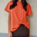 Cicy Bell Womens Summer Casual T-Shirts Loose Fit Twist Front Basic Tees (M)