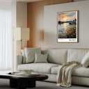 Framed Monet Impressionist Canvas Wall Art Sunset Floral Decor 24X16 Inch