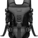 Dog Front Carrier Backpack, Legs Out Secure-Fit Pet Chest Carrier for Small Dog 6-17 lbs, Adjustable Pet Front Carrier Backpack with Safety Belt, Hands Free Pet Carrier for Hiking Cycling (M, Black)