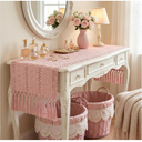 yuboo Pink Table Runner 48 Inches Long, Boho Dusty Rose Table Runner for Shabby Decor Farmhouse Dresser Runners for Bedroom, Nightstand, Coffee Table, Breakfast Table Decor