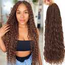 Eeanno Goddess Box Braids Crochet Hair Mixed Chocolate 18 Inch 7 Packs Boho Hair for Women Pre Looped Crochet Box Braids with Curly Ends, P3330