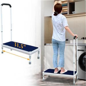 Medical Step Stool with Handle Bed Steps for High Beds for Adults Elderly 3-in-1 Safety Bed Handle Bedside Assist Handicap Wide Foot Step Stool for Bedroom, Bathtub, Car (31.5" Stool)