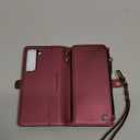 Defencase Compatible with Samsung Galaxy S22 5G Case Wallet with RFID Blocking Card Holder for Women Men, PU Leather Magnetic Snap Flip Zipper Strap Wallet Phone Case Fit for Galaxy S22 6.1", Wine Red