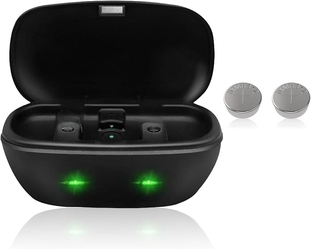 Wokyo Rechargeable 312 Hearing Aid Batteries and Charger, Hearing Aid Charger Travel Case for 312 Hearing Aid Amplifiers Battery Charger with 2 Pack 312 Button Rechargeable Batteries
