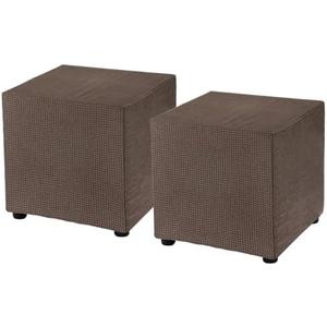Uxcell 2Pcs Square Foot Stool Cover 18x18x18inch Stretch Polyester Foot Rest Slipcovers Footstool Protector for Living Room Bedroom, Brown