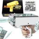 RUVINCE Money Gun Shooter Money Gun for Movies That Look Real, Prop Gun Make it Rain, Handheld Cash Gun for Game Movies Party (Silver)