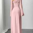 GORGLITTER Women's Mesh Sheer Bell Long Sleeve Maxi Dress Prom Wedding Guest Dress Slip Party Cocktail Slimming Dresses (Pink, S)