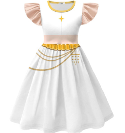 Rumi Demon inspired costume Short Sleeved Twirl Girls Dress, Size 150