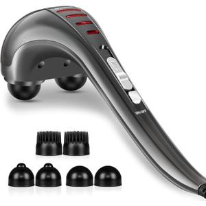 HANGSUN Handheld Neck Back Massager for Pain Relief Deep Tissue, Electric Double Head Percussion Massage MG460 for Shoulder, Leg, Foot, Muscles, Full Body (Gray)