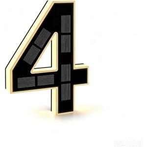 5 Inch Solar Lighted House Numbers for Outside, Light Up Waterproof LED Address Signs for Houses, Backlit Illuminated Exterior Modern House Numbers Light (4-Black, 5IN)