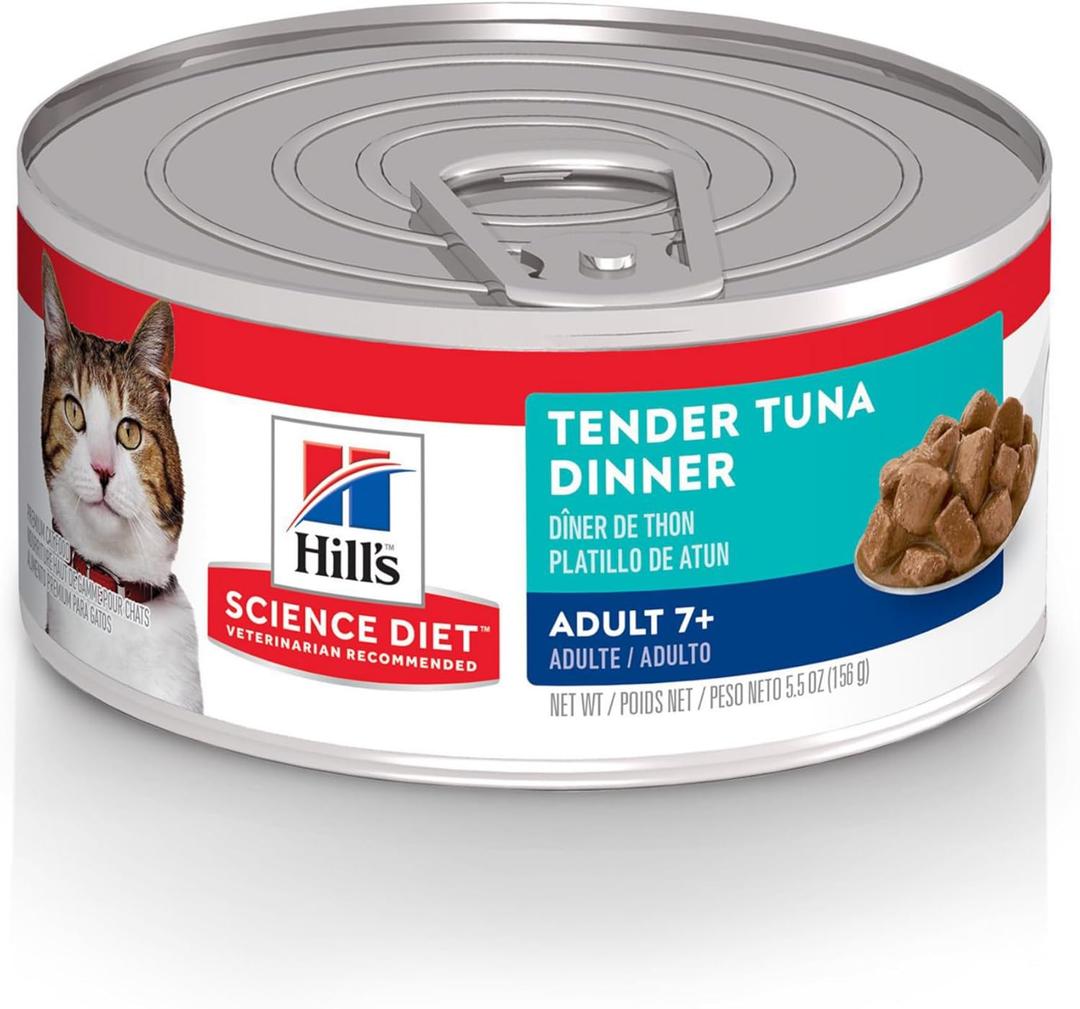 Hill's Science Diet Adult 7+ Wet Cat Food, Tuna Stew, 5.5 oz. Cans, 24-Pack