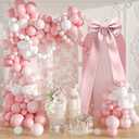Giant Bow Decoration, 83x20 Inches Big Bow for Backdrop with Back Ribbon, Satin Large Bows for Decoration, Coquette Bows Decor for Birthday Party Room Wedding Baby Shower Church Nursery (Pink)