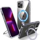 Magnetic Case for iPhone 13 Pro Max - [Built-in Invisible Stand] [Compatible with MagSafe] [Military Grade Drop Protection] Anti-Yellowing Hard Back Silicone Edge Cover, 6.7", Clear