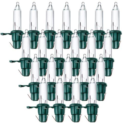 Mudder 60 Count Christmas Tree Replacement Light Bulbs 2.5v 0.425 Watt Replacement Bulb Mini Incandescent Wire String Lights Decoration for Prelit Xmas Tree(Green Base with Warm White Bulb)