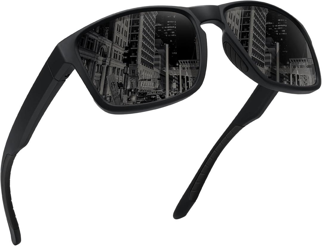 Sports Polarized Sunglasses for Men Women UV Protection Unbreakable Driving Running Fishing Hiking Sun Glasses (Matte Black Frame/Gray Lens)