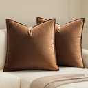 MIULEE Pack of 2 Brown Decorative Velvet Throw Pillow Cover Soft Pillowcase Solid Square Eruo Sham Cushion Case for Sofa Bedroom Car 26x26 Inch