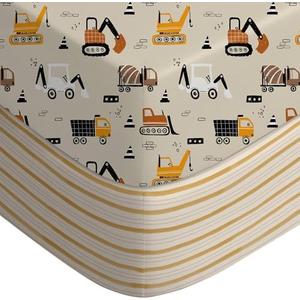 Yoofoss Baby Crib Sheets for Boys Girls, Fitted Crib Sheet 2 Pack for Standard Crib and Toddler Mattress, Super Soft Microfiber Baby Sheet 28x52x8in(Brown+Stripe)