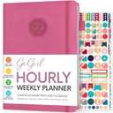 GoGirl Weekly Schedule Planner  Hourly Work & Life Planner with Time Slots  Vertical Agenda Organizer for Daily Productivity, A5 (Violet Blossom) (A5 (5.8'' x 8.3''))