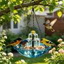 Solar Cascade Hanging Bird Bath Fountain,2026 Upgraded 3-Tier Hanging Bird Bath with Solar Fountain Bird Bath & Feeder,Solar Fountain for Bird Bath Hummingbird Garden Decor (Blue)