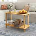 Funecy 2-Tier End Table, Sofa Side Table with Storage, Narrow Side Table, Bedside Table for Bedroomfor Living Room and Small Space (Natural), 31.5"L x 15.8"W x 21"H