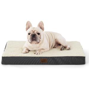 Bedsure Dog Bed Medium Size Dog - Comfy Flat Puppy Beds with Removable Washable Cover, Orthopedic Egg Crate Foam Pet Mat, Suitable for Pet Up to 30 lbs (Grey)