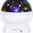 RICTLY Night Light for Kids, Kids Night Light Nebula 360 Degree Rotation - 4 LED Bulbs 12 Light Color Star Projector Changing with USB Cable, Romantic Gifts for Men Women Children (White)
