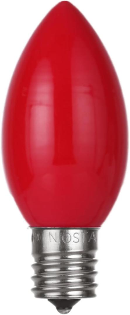 25 Pack C9 Red Christmas Replacement Bulbs, Vintage C9 Ceramic Incandescent Light Bulbs for Indoor Outdoor Christmas String Lights, E17 Intermediate Base, 7 Watts