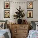 2 x Wheatwin Vintage Christmas Wall Art Decor, Merry Christmas Santa Claus Bathroom Wall Decor Posters Prints Set of 4, Christmas Wall Decor Gifts for Winter Holiday Living Room Bedroom Kitchen, 8x10 (Unframed)