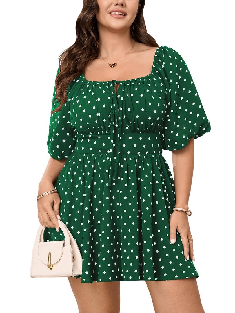 SCOMCHIC Women Plus Size Polka Dot Rompers (XXL)