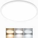 24 Inch Large LED Flush Mount Ceiling Light, 50W, 5480LM, 3000K/4000K/6000K CCT Selectable,Super Slim Low Profile Round Flat Panel Light for Bedroom,Kitchen,Hallway (White 1PK), NoRemote-24inch-1PK