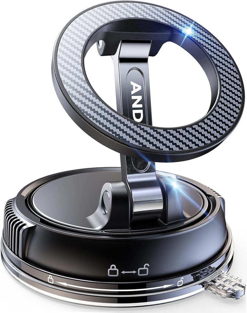 ANDERY Car Phone Holder for Magsafe [78+LBS Strongest Suction & 2400gf Strongest Magnetic] 360° Adjustable Car Phone Mount, Phone Holders for Your Car for iPhone 17-12 Pro Max Air Plus (Carbon Fiber)