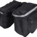 25L Saddle Bags for Bicycle,Bike Rear Carrier Bag With Reflective Trim,Bike Panniers With Adjustable Hooks,Waterproof Mountain Road Bike Rack Rear Seat Tail Carrier Trunk Double Pannier Bag (Black)