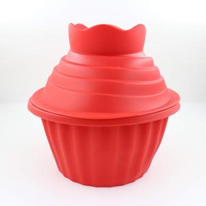 Giant Cupcake Molds, Dishwasher Safe Big Top Silicone Cupcake Molds, Non-Stick Jumbo Cup cake Bake sets for Easy Cake Decorating and DIY Bake tools(3 pack) (Red)