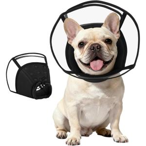 Kuoser Medium Dog Cone Collar After Surgery, Soft Cone for Dogs to Stop Licking, Breathable Pet Recovery Collar Comfy Elizabethan Collars, Adjustable Protective Dog Cones for Medium Dogs, Black M (M (Neck: 11" - 14.1"))