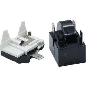 1Pcs QP-02-4.7 3Pin 4.7 Ohm Refrigerator Start Relay Coolers Compressor Starter with 1Pcs 1/2HP Refrigerator Overload Protector