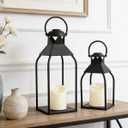 Modern Lantern Decor Indoor,Black Metal Lanterns Outdoor,Decorative Candles Lanterns for Living Room,Home,Farmhouse,Porch,Patio,Fireplace,Table,Floor,Fall,Christmas,Holiday
