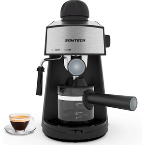 SOWTECH Espresso Machine, 3.5 Bars, 4 Cups, Steamer, Coffee Machine, Cappuccino Machine with Milk Frother for Espresso, Cappuccino and Latte Macchiato