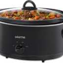 Gourmia Slow Cooker - 6 Quart Removable Ceramic Pot, Manual Controls with 3 Temperature Settings, Dishwasher Safe Crock and Glass Lid, Black