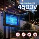 Solar Bug Zapper Outdoor Waterproof, 4500V High Power Cordless Mosquito Zapper with Smart Light Sensor, Dual Solar & USB Rechargeable Insect Killer for Patio, Garden, Backyard, Indoor & Outdoor Use