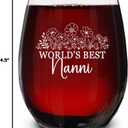 World's Best Nanni Wine Glass - Gifts For Nanni From Grandkids - Birthday Gifts For Nanni - Mother's Day Gifts - Nanni Wildflowers Wine Glass - Best Nanni Floral Wine Glass